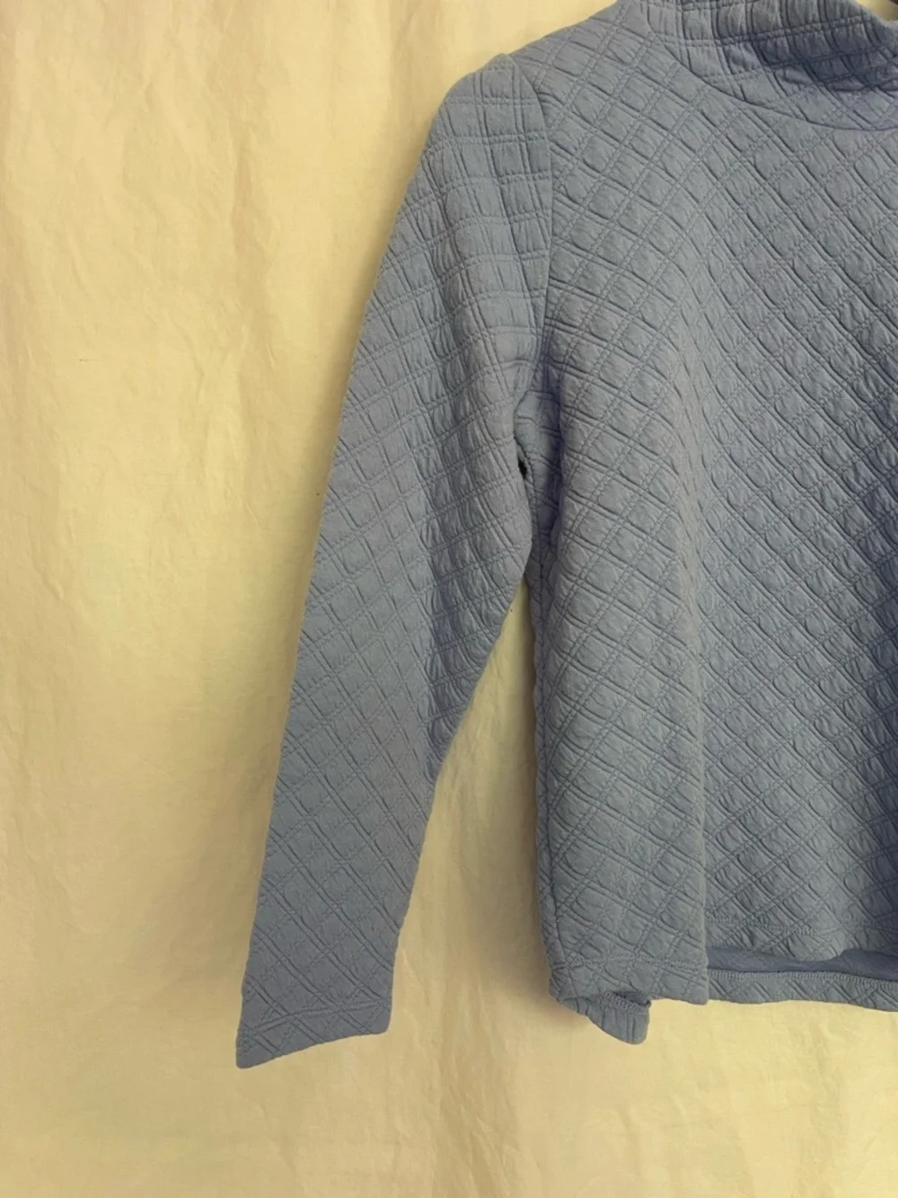 J. Crew Quilted Mockneck Pullover Periwinkle Diamond Knit Sweatshirt Size XS